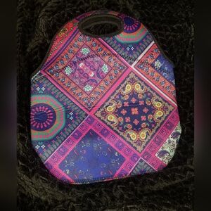 Colorful Patchwork Mandals Design Neoprene Insulated Lunch Tote Bag 